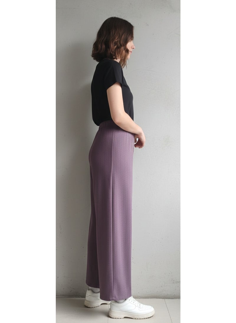 Bedaya Moda Winter Wool wide-leg pants for women - Purple / XL - Image 3